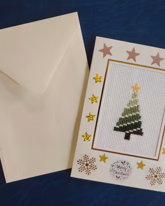 Biglietto Auguri di Natale Fatto a Mano Punto Croc