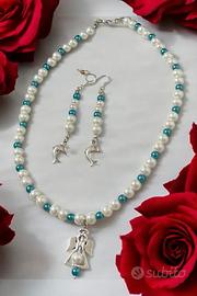 Set “Angelo & Delfino” in perle turchesi , orecchi