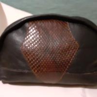 Pochette "Vintage" nera vera pelle e rettile