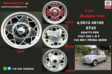 Cerchi f500 millemiglia 4,5x12 4x190 et25 fiat 500