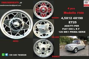Cerchi f500 millemiglia 4,5x12 4x190 et25 fiat 500