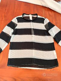 camicia da donna XS bianca e nera con zip