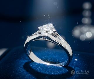 anello solitario oro bianco 18 k kt 0,86 