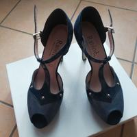 Scarpe sexy tacco 12, Blu, Num. 39, Messe 2 volte