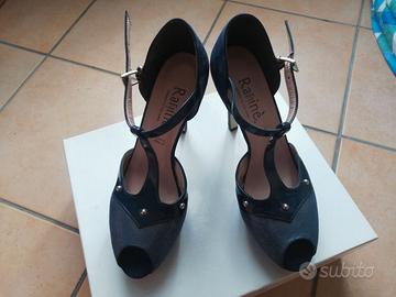 Scarpe sexy tacco 12, Blu, Num. 39, Messe 2 volte