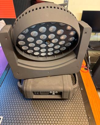 2 Wash LED Luci DJ Discoteca 36x18W RGBW+UV + zoom