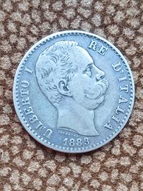 Argento Moneta 2 lire 1883 Regno d'Italia 