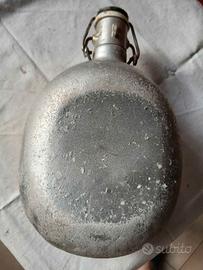 borraccia militare vintage in alluminio grezzo