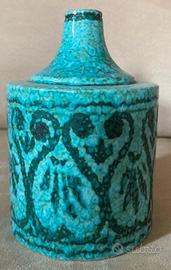 Vaso decorativo in ceramica smaltato verde azzurro