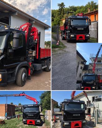 Iveco 140 ribaltabile e gru con jib + lama