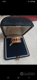anello a fascia in oro 18kt e pietre preziose 