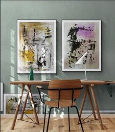 Quadri astratti dipinti originali coppia arte mode