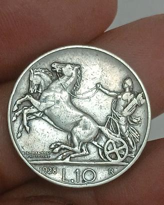 moneta d'argento da 10 lire anno non comune 1928