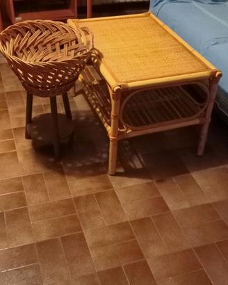 tavolino e portaoggetti in vimini