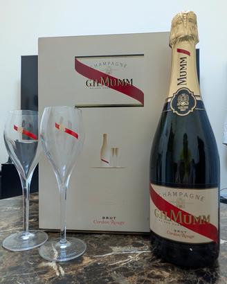 G.H. MUMM Cordon Rouge Champagne Kit con 2 Calici