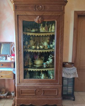 Vetrina Francese Seconda Metà 1800 in Legno Noce