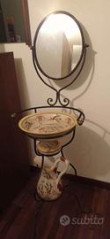 set lavabo in ferro battuto con specchio