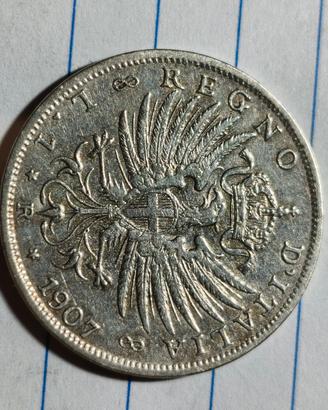 1 lira argento aquila araldica 1907
