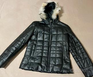 Giacca in Vera Pelle con Cappuccio in Volpe