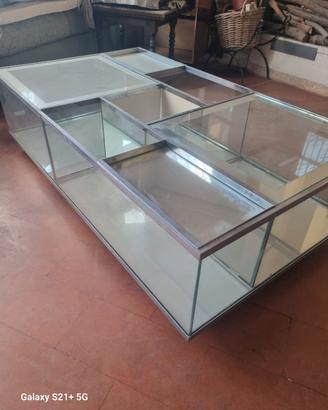 Tavolo basso design vetro e specchio c.150x80x40h.