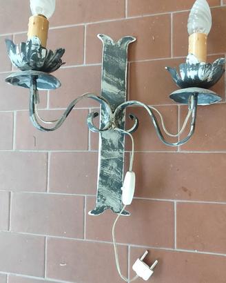 Portalampade da parete in ferro battuto