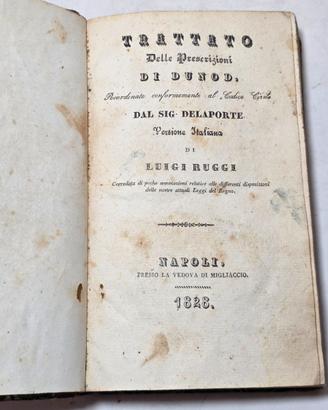 Libro Antico 1828 Trattato prescrizioni di Dunod