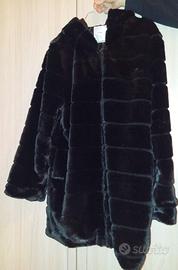 giacca in pelliccia nera TG L 