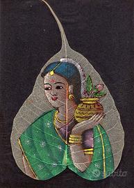 Quadri dipinti a mano indiani su foglie di Pipal