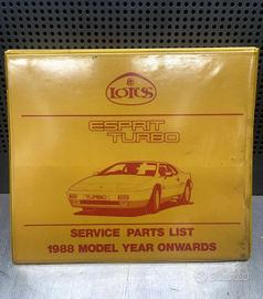 LOTUS ESPRIT TURBO USA SERVICE PARTS LIST 1988 ONW