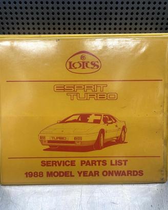 LOTUS ESPRIT TURBO USA SERVICE PARTS LIST 1988 ONW