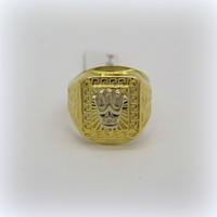 Anello uomo scudo corona in oro 18 ct