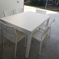 tavolo sedie bianco da esterni allungabile 