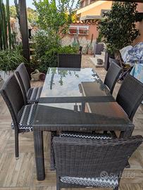 Tavolo da giardino in alluminio con vetro temperat