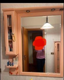 Specchio legno per bagno con faretti