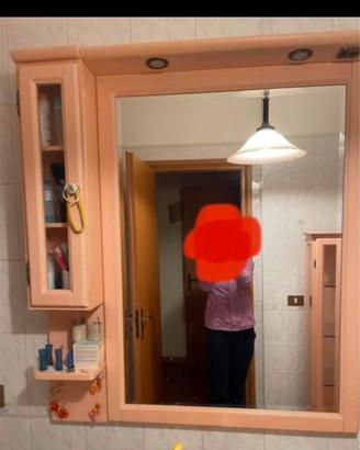 Specchio legno per bagno con faretti