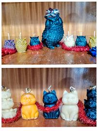 candele gattini,cani, artigianali in cera d'api 