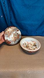 Antico Contenitore In Ceramica Smaltata Giapponese