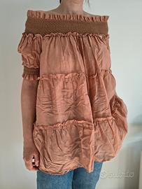 Blusa Twinset Off-the-Shoulder - Color Salmone