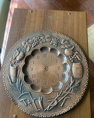 Piatto Orologio Vintage in Rame Sbalzato