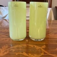 Coppia vasi Villeroy & Boch in vetro verde opalino