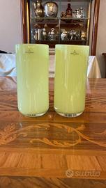 Coppia vasi Villeroy & Boch in vetro verde opalino