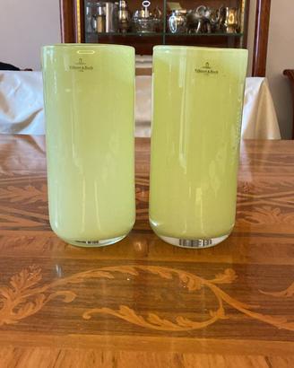 Coppia vasi Villeroy & Boch in vetro verde opalino