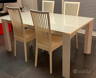 TAVOLO IN VETRO BIANCO ALLUNGABILE CALLIGARIS