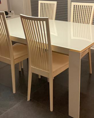 TAVOLO IN VETRO BIANCO ALLUNGABILE CALLIGARIS