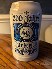 Boccale birra Stein Paulaner Oktoberfest 200 anni