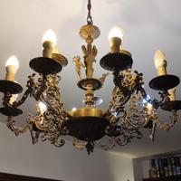 lampadario artigianale in ottone. 15 punti luce 