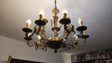 lampadario artigianale in ottone. 15 punti luce 