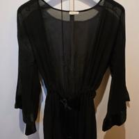 kimono in tulle trasparente nero