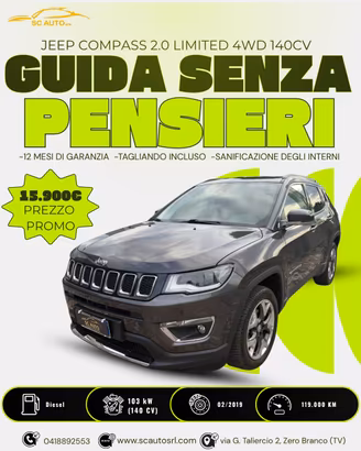 Jeep Compass 2.0 mjt Limited 4wd 140cv Automatico