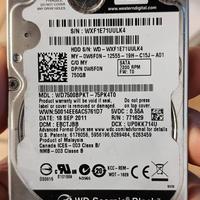 Hard Disk WD scorpio black da 750gb da 2.5"